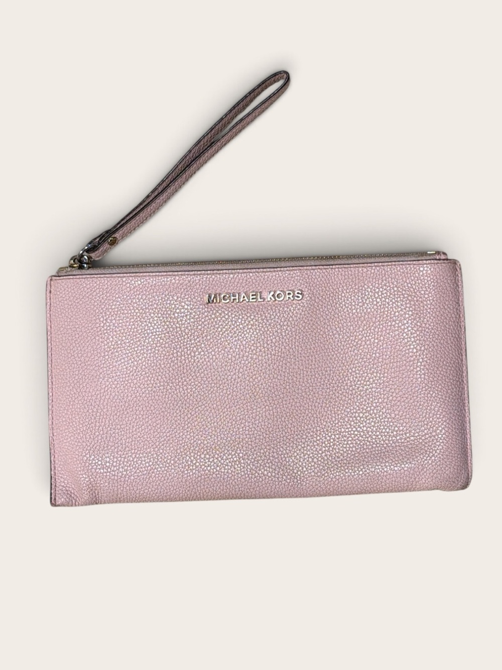 Michael Kors Pink Pebbled Leather Large Wristlet Wallet 38S9XTTC3L